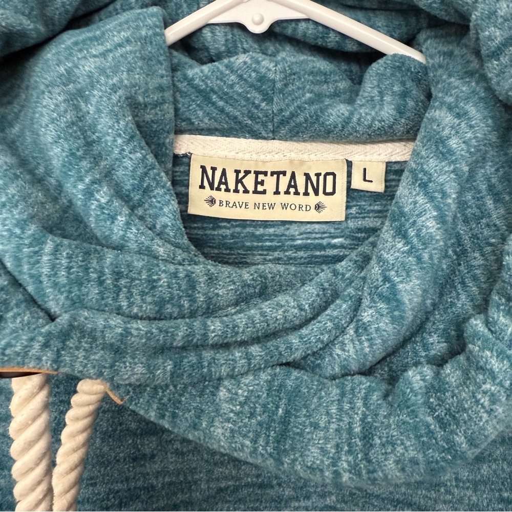 Naketano Hoodie Teal Brave New Word Owl Women’s Large - Picture 11 of 11